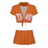 Custom Orange Light Pink Cheerleading Uniform Set