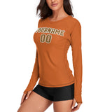 Custom Orange Khaki Women's Long-Sleeve Shirt