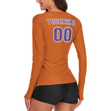 Custom Orange Light Purple Women's Long-Sleeve Shirt