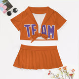 Custom Orange Light Purple Cheerleading Uniform Set