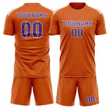 Custom Orange Light Purple Soccer Jersey