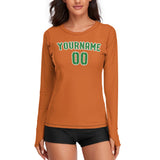Custom Orange Emerald Green Women's Long-Sleeve Shirt