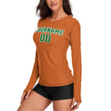 Custom Orange Emerald Green Women's Long-Sleeve Shirt