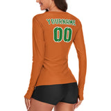 Custom Orange Emerald Green Women's Long-Sleeve Shirt