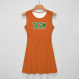 Custom Orange Emerald Green Cheerleader Dress