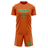Custom Orange Emerald Green Soccer Jersey