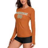 Custom Orange Light Khaki Women's Long-Sleeve Shirt