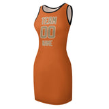 Custom Orange Light Khaki Sleeveless Vest Dress