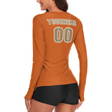 Custom Orange Light Khaki Women's Long-Sleeve Shirt