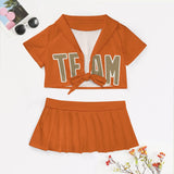 Custom Orange Light Khaki Cheerleading Uniform Set