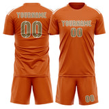 Custom Orange Light Khaki Soccer Jersey