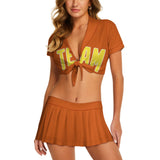 Custom Orange Light Yellow Cheerleading Uniform Set