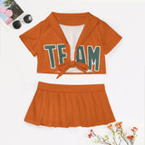 Custom Orange Blue Green Cheerleading Uniform Set