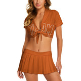 Custom Orange Orange Cheerleading Uniform Set