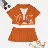 Custom Orange Orange Cheerleading Uniform Set