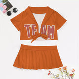 Custom Orange Copper Rose Cheerleading Uniform Set