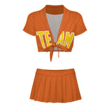 Custom Orange Gold Cheerleading Uniform Set