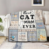 Gifts for Cat Mom Blanket, “Best Cat Mom Ever”, From Family, Birthday, Christmas, Everyday Encouragement, Inspirational, Motivational