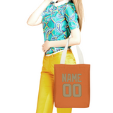 Custom Orange Light Khaki Canvas Tote Bag