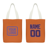 Custom Orange Purple Canvas Tote Bag