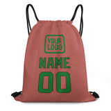 Custom Copper Rose Emerald Green Drawstring Bag