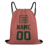 Custom Copper Rose Dark Green Drawstring Bag