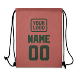 Custom Copper Rose Dark Green Drawstring Bag