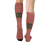 Custom Copper Rose Dark Green Knee-High Sock