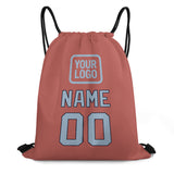 Custom Copper Rose Light Blue Drawstring Bag