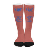 Custom Copper Rose Sky Blue Knee-High Sock
