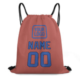 Custom Copper Rose Sky Blue Drawstring Bag
