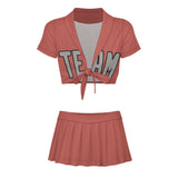 Custom Copper Rose Gray Cheerleading Uniform Set