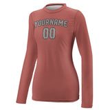 Custom Copper Rose Gray Women's Long-Sleeve Shirt