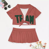 Custom Copper Rose Green Cheerleading Uniform Set
