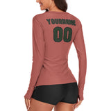 Custom Copper Rose Dark Green Women's Long-Sleeve Shirt