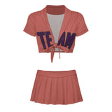 Custom Copper Rose Purple Cheerleading Uniform Set