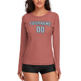 Custom Copper Rose Light Blue Women's Long-Sleeve Shirt