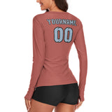 Custom Copper Rose Light Blue Women's Long-Sleeve Shirt