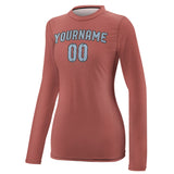 Custom Copper Rose Light Blue Women's Long-Sleeve Shirt