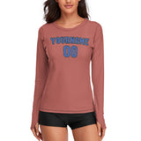 Custom Copper Rose Sky Blue Women's Long-Sleeve Shirt
