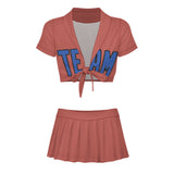 Custom Copper Rose Sky Blue Cheerleading Uniform Set