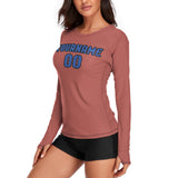 Custom Copper Rose Sky Blue Women's Long-Sleeve Shirt