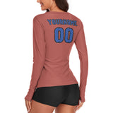 Custom Copper Rose Sky Blue Women's Long-Sleeve Shirt