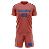 Custom Copper Rose Sky Blue Soccer Jersey