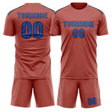 Custom Copper Rose Sky Blue Soccer Jersey