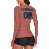Custom Copper Rose Blue Women's Long-Sleeve Shirt