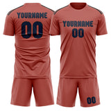 Custom Copper Rose Blue Soccer Jersey