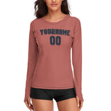 Custom Copper Rose Navy Women's Long-Sleeve Shirt