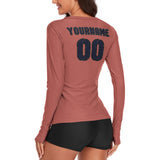 Custom Copper Rose Navy Women's Long-Sleeve Shirt