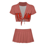 Custom Copper Rose Orange Red Cheerleading Uniform Set